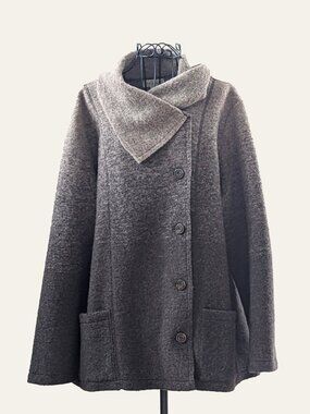 Appleseed's XL Beige Brown Ombre Wool Blend Asymmetric Collar Knit Jacket